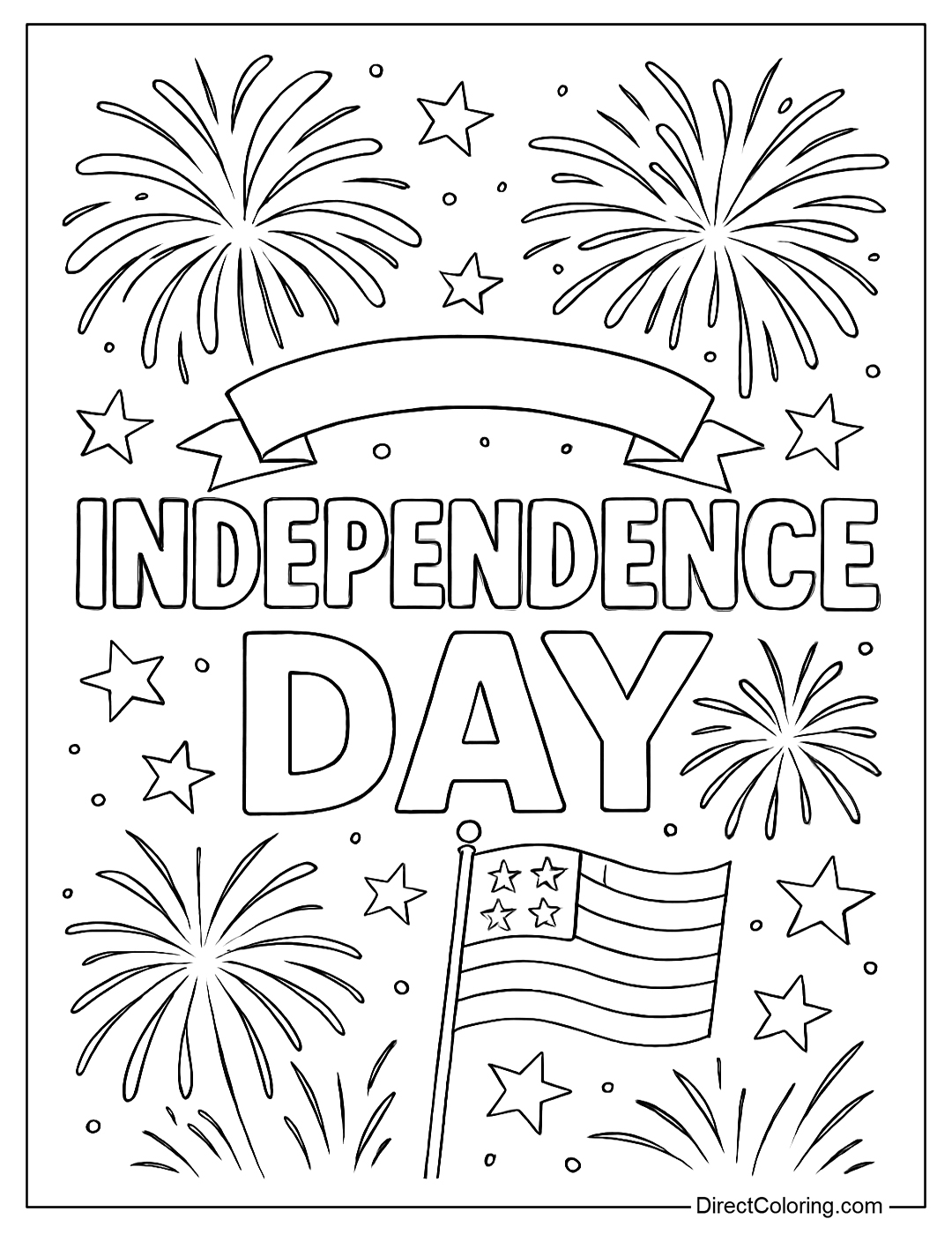 A coloring page with the word 